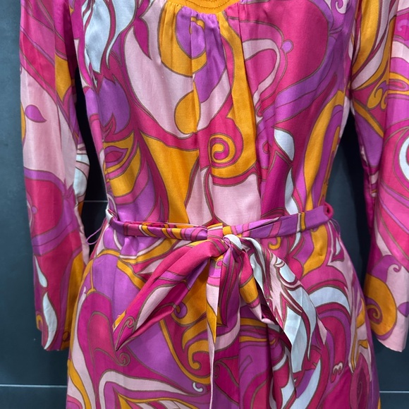 Trina Turk x Banana Republic Pink Orange Swirl Long Sleeve Shift Dress Small - Picture 5 of 13